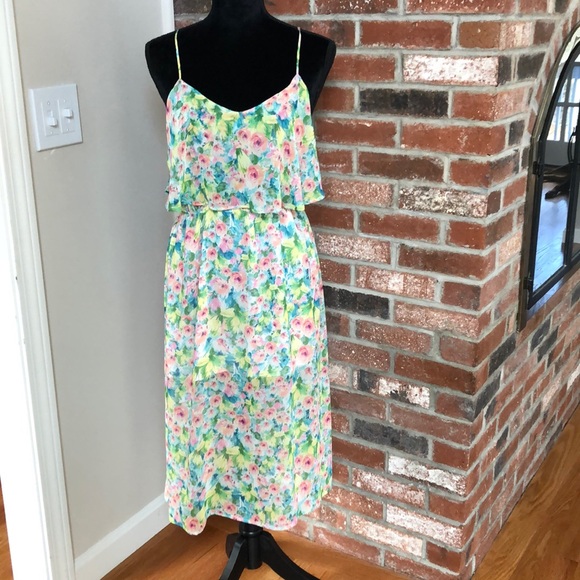 NEW w/ TAGS! Nordstrom Chiffon Floral Dress - Picture 1 of 8